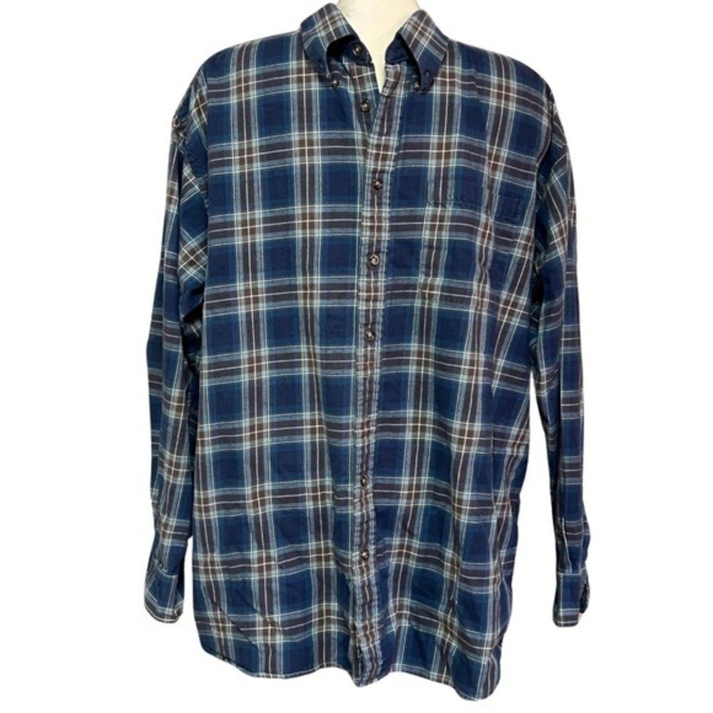Men's XXL Viyella Plaid Button Up Cotton Wool Blend Shirt